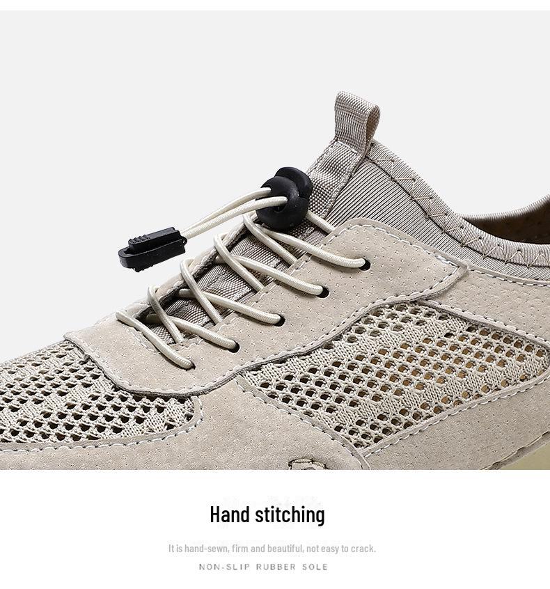 Men's Summer Mesh Leather Casual Sports Shoes - Octopus Lazy Design, Large Size