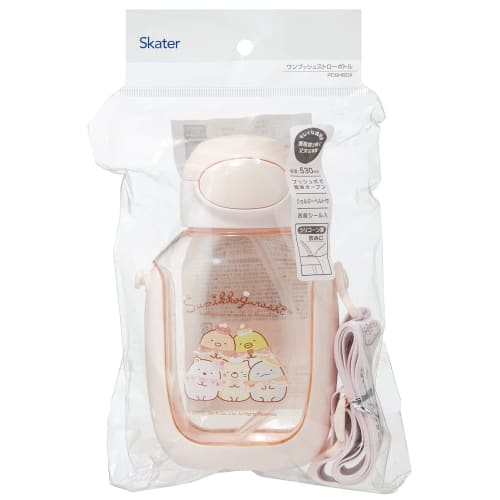 Skater Water Bottle with Straw 530ml Sumikko Gurashi Okaiyasan Straw Water Bottle One Push Children's Girls PDSH6DX-A