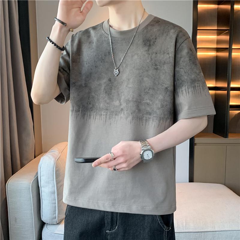 Men's Summer Short-sleeved T-shirt Round Neck Half-sleeved Bottoming Shirt Printed Plus Size Men's M-8XL