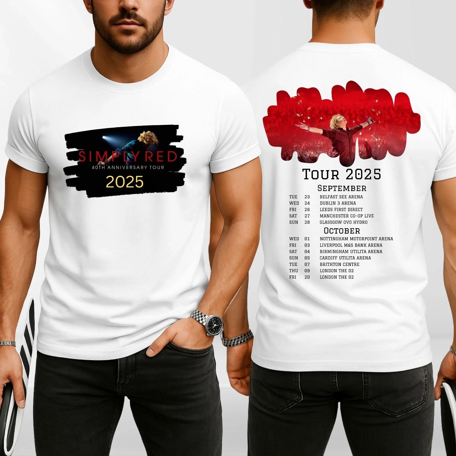 Simply Red 40th Anniversary Tour 2025 3D Front back T-Shirt Mens Womens Tees Top S