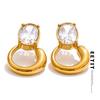 Eetit Delicate Shiny Cubic Zirconia Geometric Stud Earrings 18K Golden Plated Stainless Steel High Quality Waterproof Jewelry
