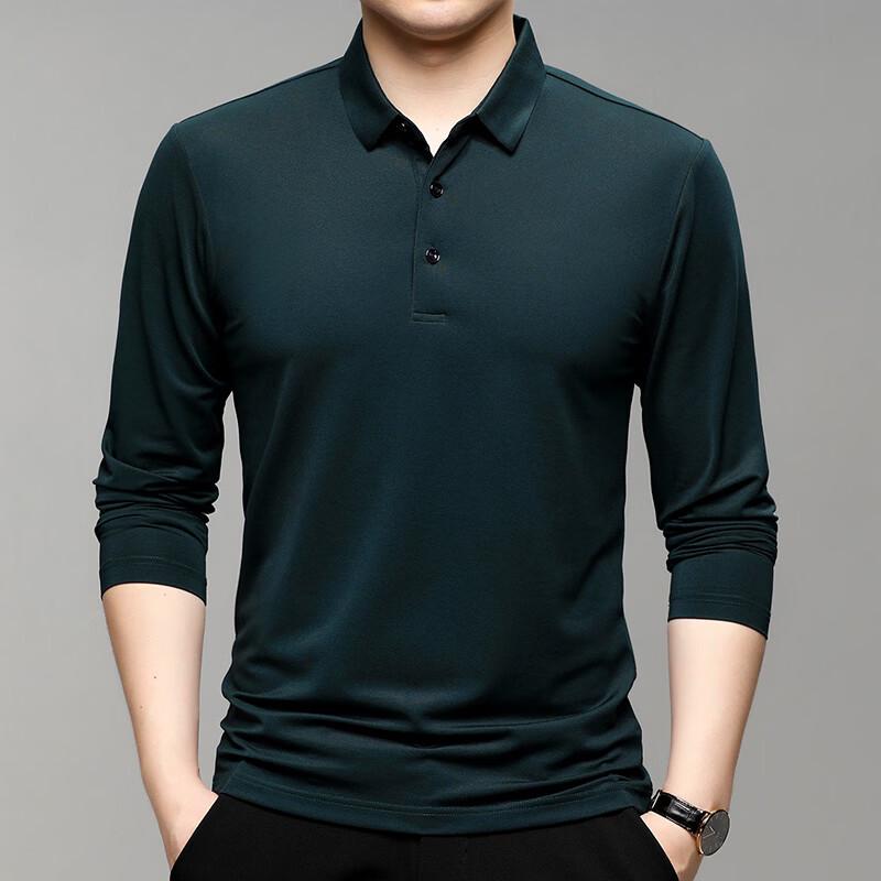 Hengyuanxiang Men's Business Casual Long Sleeve Polo Shirt