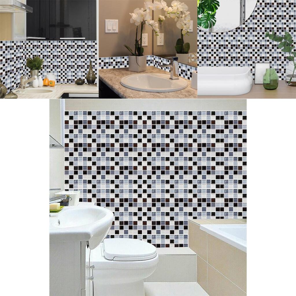 Elegant 10pc Kitchen Tile Stickers With Mosaic Pattern For Stylish Home Decor