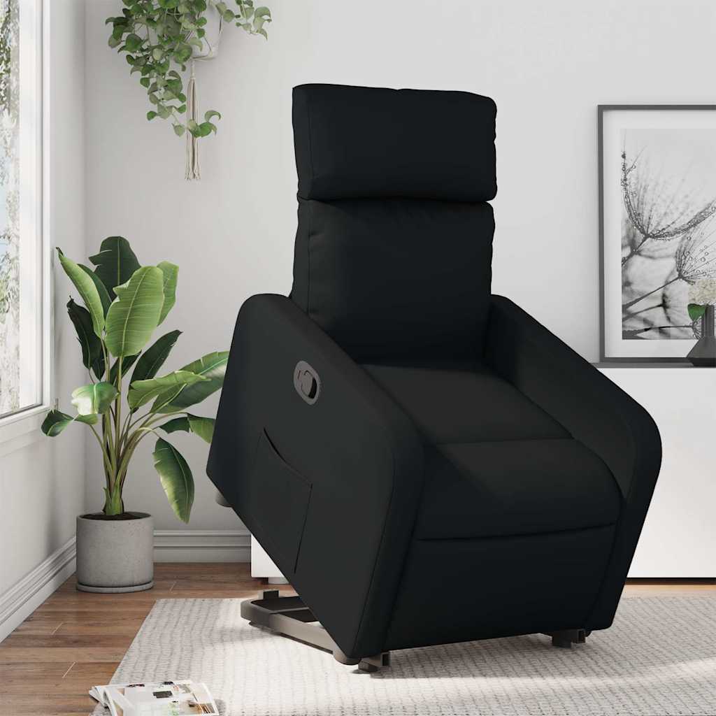 Recliner with Rising Aid Black Artificial Leather