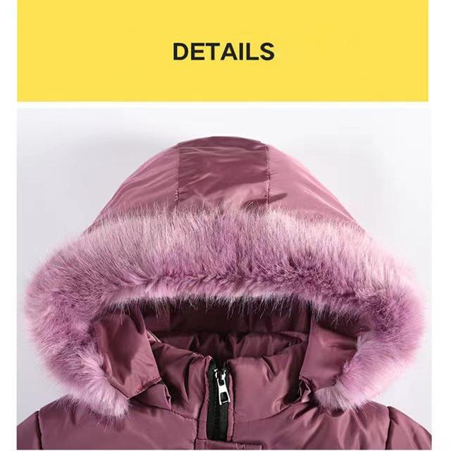 Winter Clothes Girls Medium To Long Length Coat Kids Snow Puffer Jacket Hooded Warm with Waist Belt and Pockets