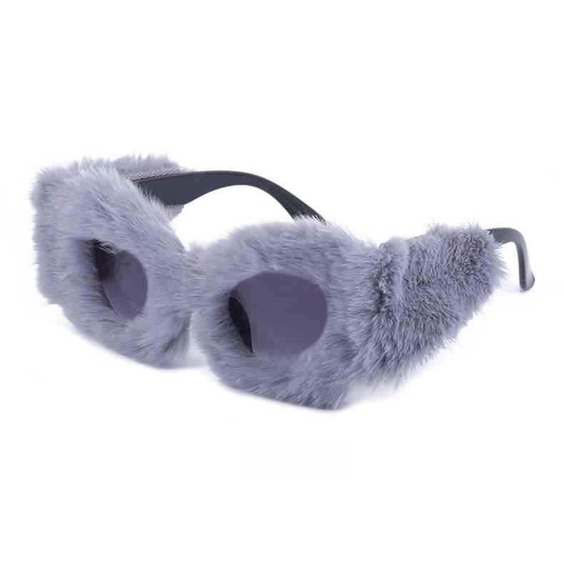 60300 Superhot Eyewear 2022 New Fashion Trendy Soft Fur Velvet Party Sunglasses Women Cat Eye Cute Ladies Sun Glasses