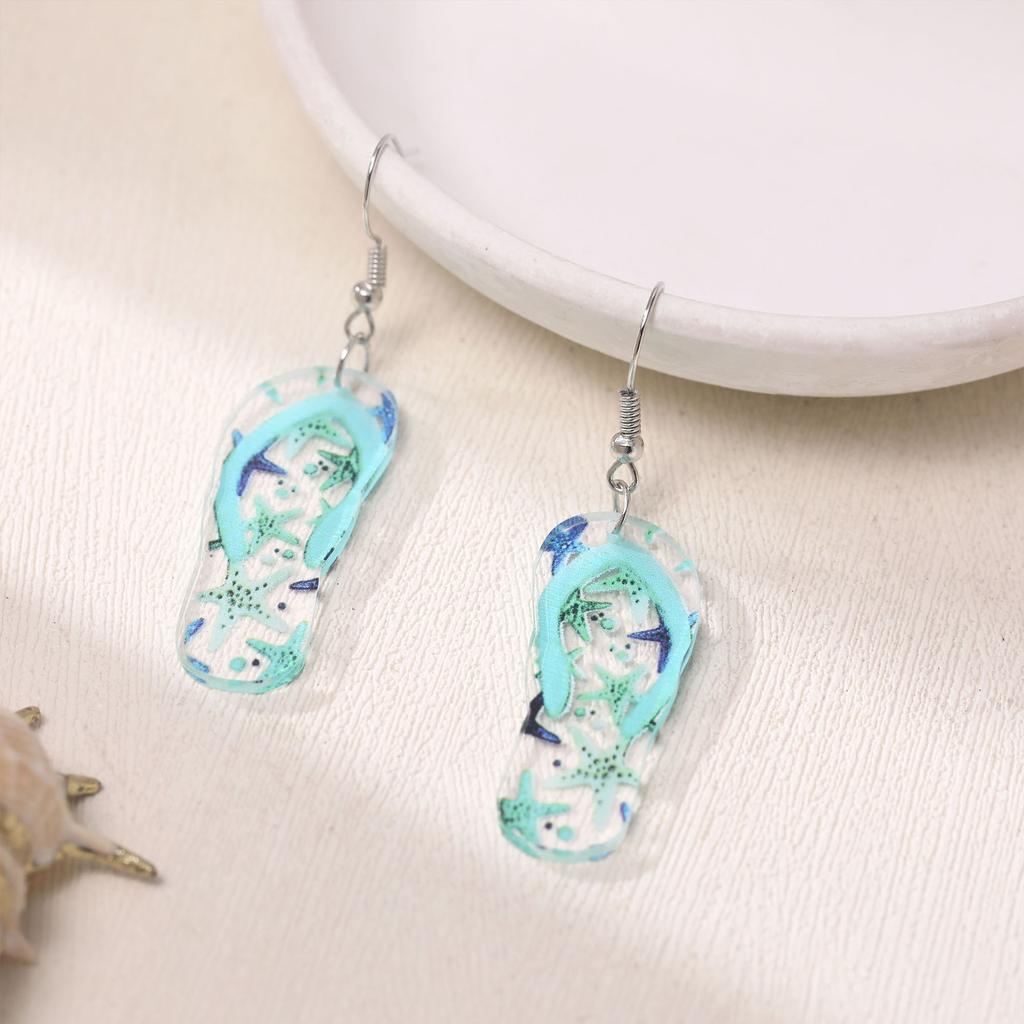 Environmentally Friendly Acrylic Earrings, Fashionable Personalized Cartoon Starfish Slippers Styling Earrings