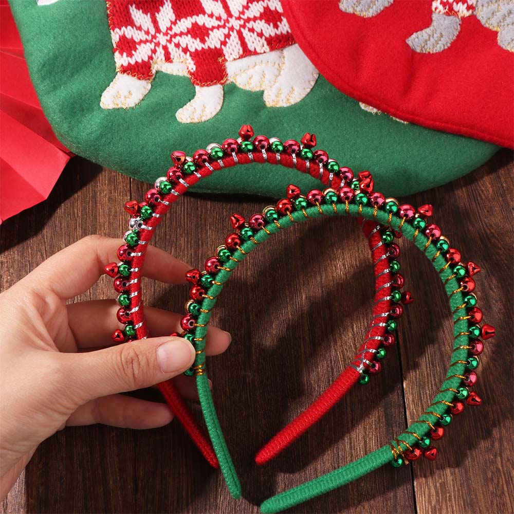 New Year Christmas Headwear Thin Edges Xmas Hairband Christmas Jingling Bell Headband Headdress
