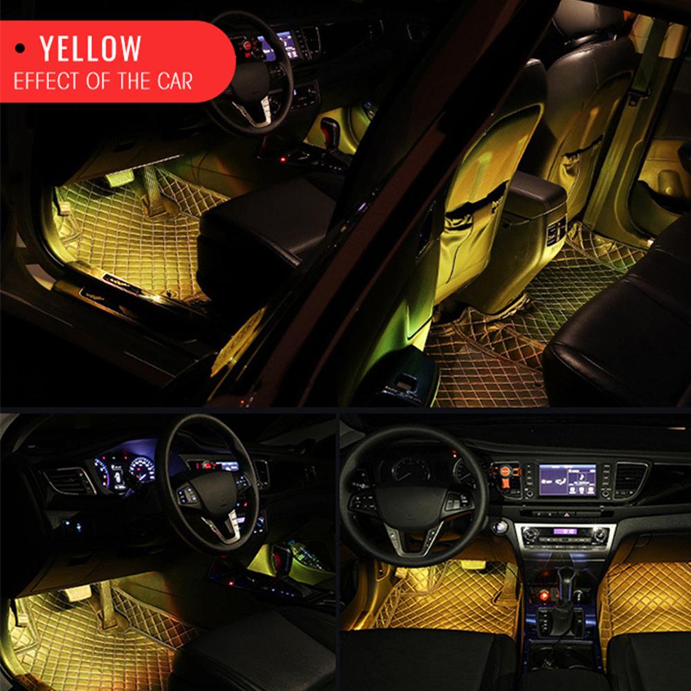 12V 3W RGB LED Light Bar Car Interior Floor Decor Atmosphere Strip Lamp w/Remote