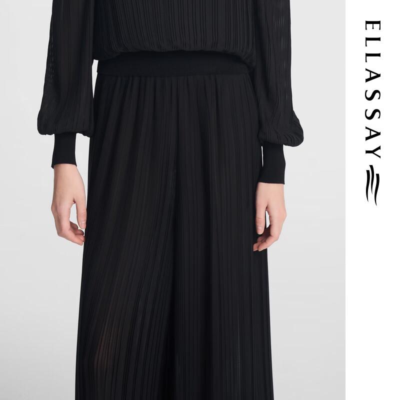 ELLASSAY Women's Elegant Pleated High-Waisted Straight-Leg Pants