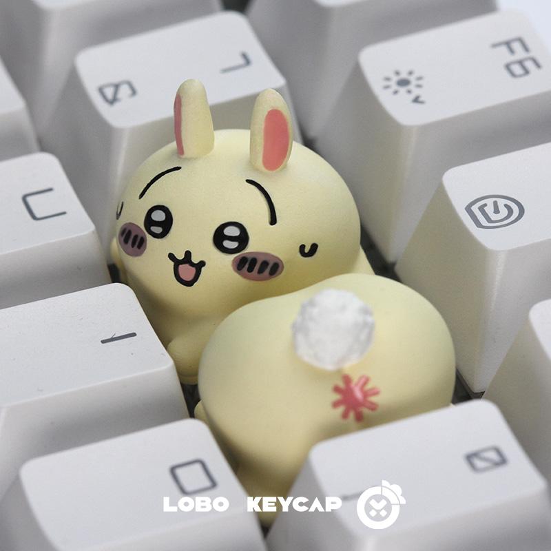 Cute Chiikawa Hachiware Usagi Two Pcs Set Resin Artisan Keycap 3D Cartoon Anime Custom Key Caps Mechanical Keyboard Decor Gifts