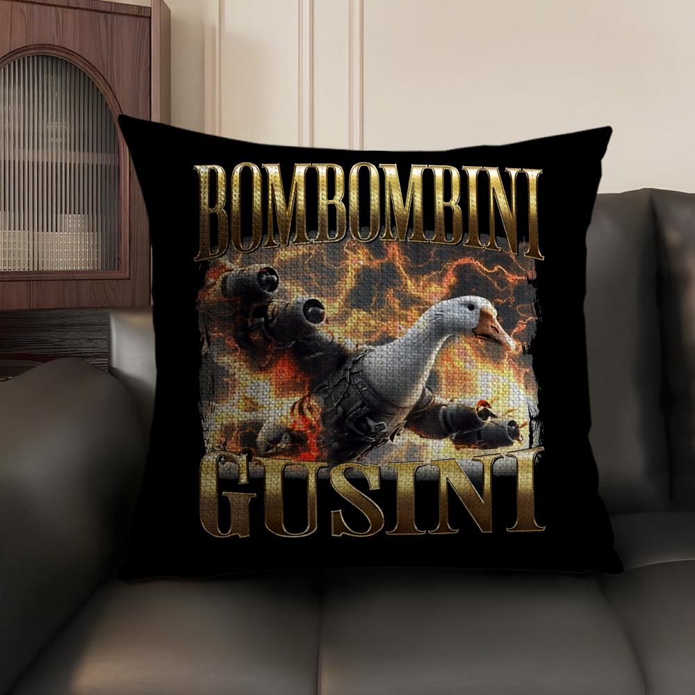 Itallan Brainrot Animal Cushion Cover Natural Linen Organic Fabric Double-Sided Printing Sofa Home Decor Gift Pillow Case