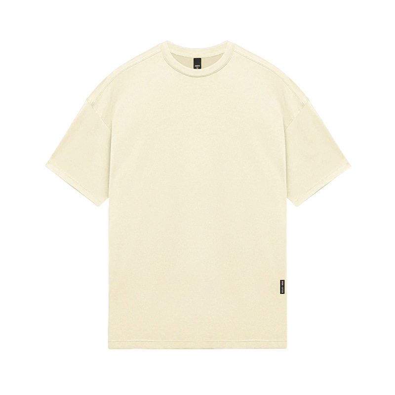 

ASRV Men Loose Plus Size Short Sleeve round Neck T-Shirt Off-White L