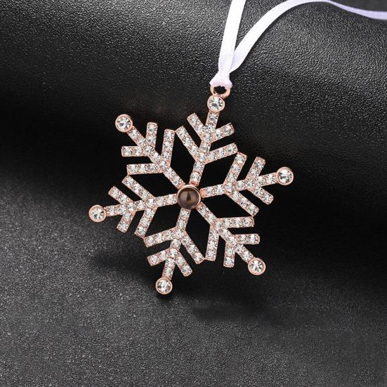 Snowflake Christmas Ornaments with Personalized Photo Projection Elegant Hanging Pendant Fun Holiday Christmas Tree Decorations