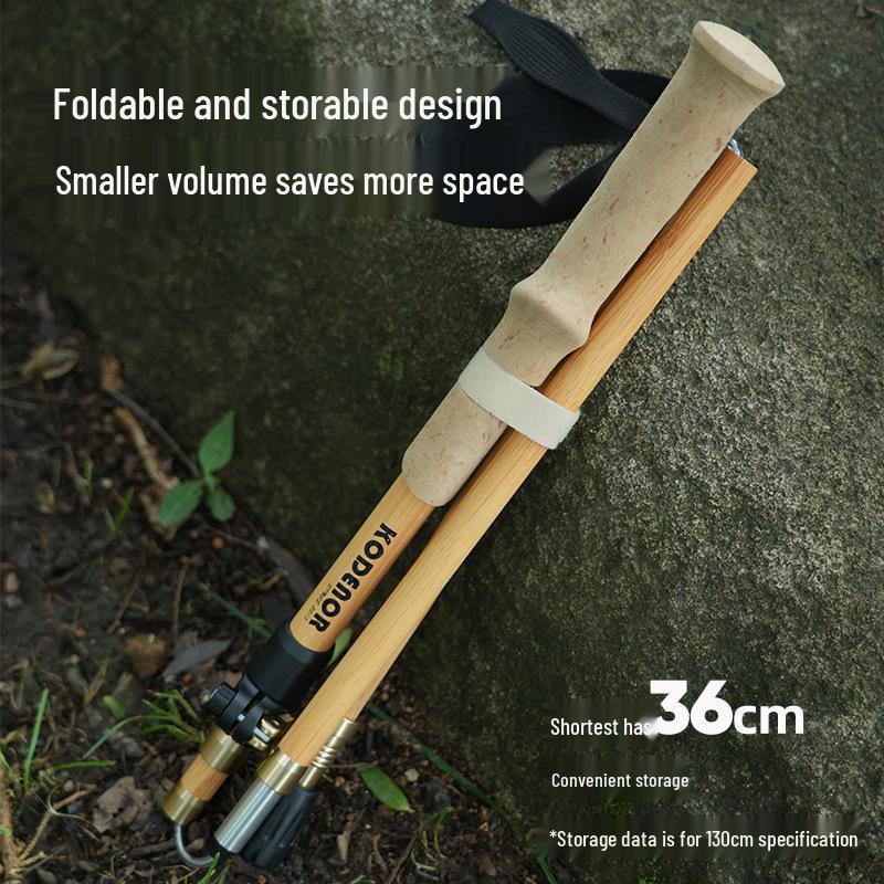 KedeNuo Ultra-Light Folding Carbon Fiber Bamboo Grain Trekking Poles