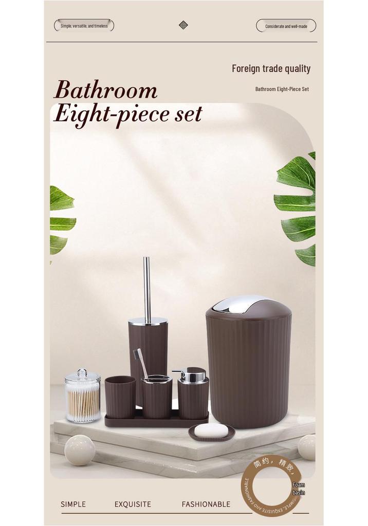 Luxury Bathroom Set: Countertop Basin, Large Shower Head, Lotion Bottle, and Tray - Eight-Piece Hotel Collection