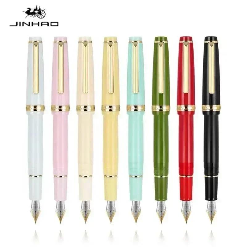 Jinhao 82 Fountain Pen Gold Trim Acrylic Barrel Fine Nib for Writing Calligraphy Signature School Office Supplies Stationery