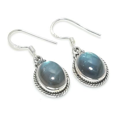 Natural Labradorite Gemstone 925 Solid Sterling Silver Gift Earring 1.25" M1S86