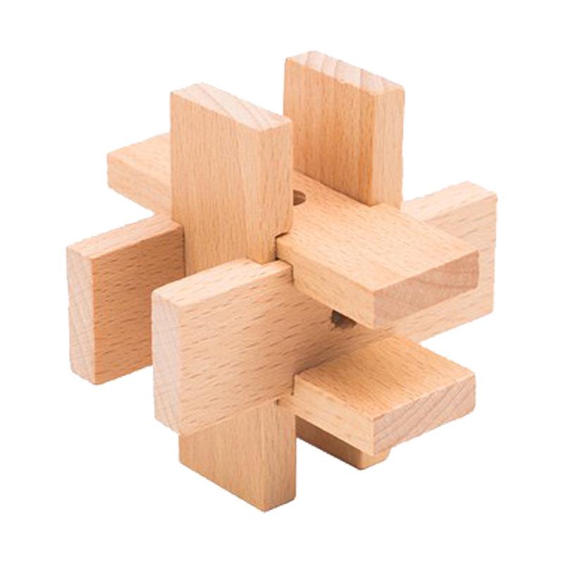 Beechwood Kongming Lock & Luban Puzzle Set for Kids - Wooden Mortise and Tenon Toy