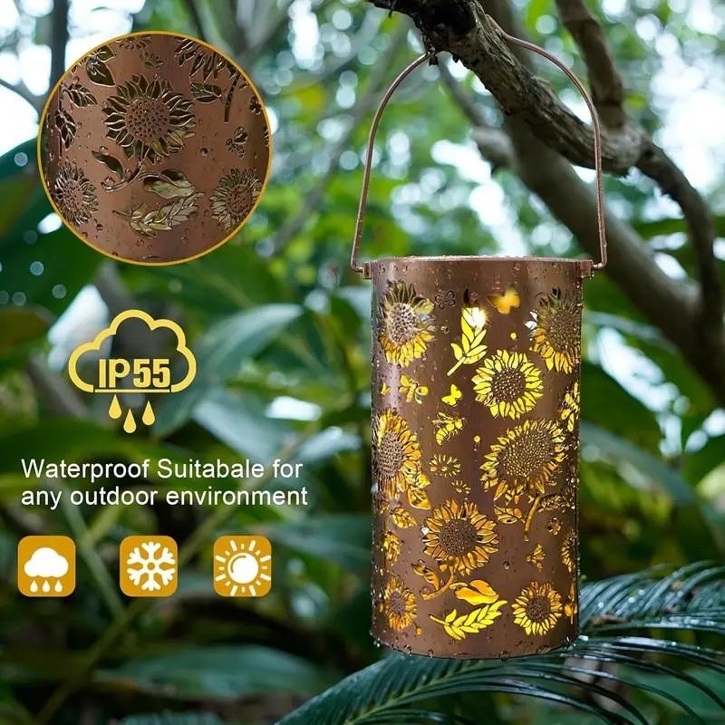 Sunflower Solar Garden Light With Metal Sculpture For Outdoor Yard Decor