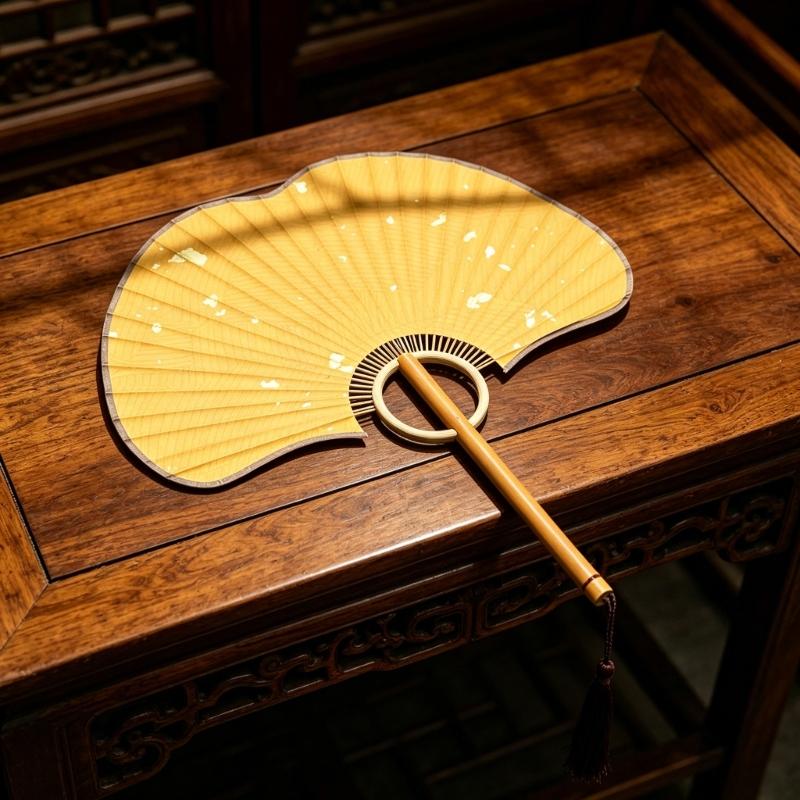 Ginkgos Rice Paper Fan Chinese Styles Hand Fan Handheld Cooling Fan for Wedding Party Dance Photo Props Home Decorations