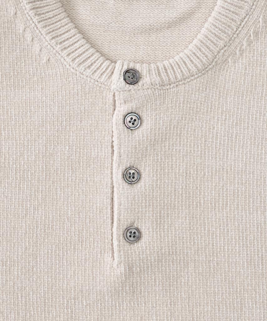 ANALOG MOOD Velour Refined Henley Neck Round Knit (Oatmeal)