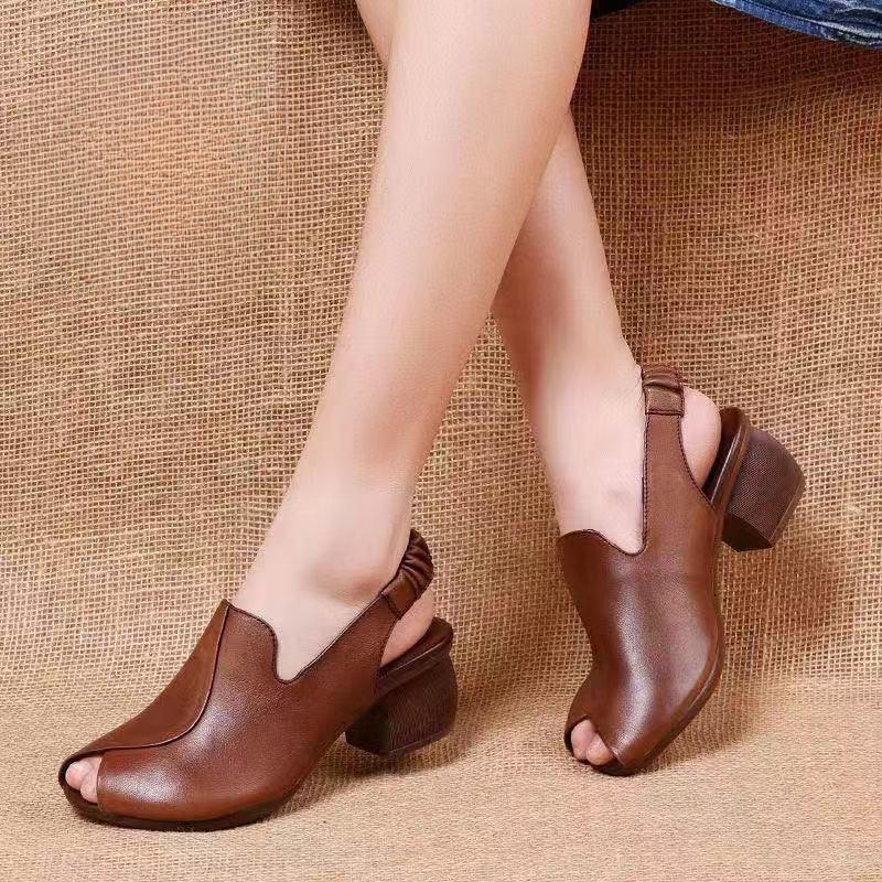 Fishbill Nyitott orrú szandálok Női Nyári Minden meccs vastag sarkú, oldalsó üres külső viselet Anyacipő magas sarkú cipővel keverve