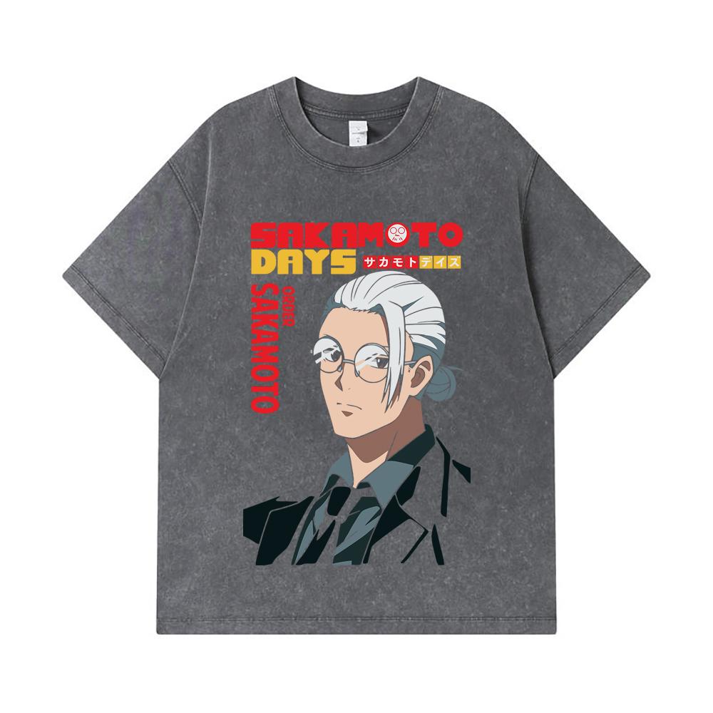 275 GSM Washed T-shirts 100% Cotton Sakamoto Days V7 Taro Print Unisex Heavy Cotton T Shirt