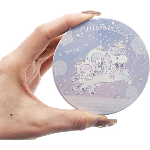 Sanrio "Little Twin Stars 50th Anniversary" Water-Absorbent Coaster with Cork Bottom, Purple, Approx. 9 x 1 cm, Made in Japan, SAN4906-2