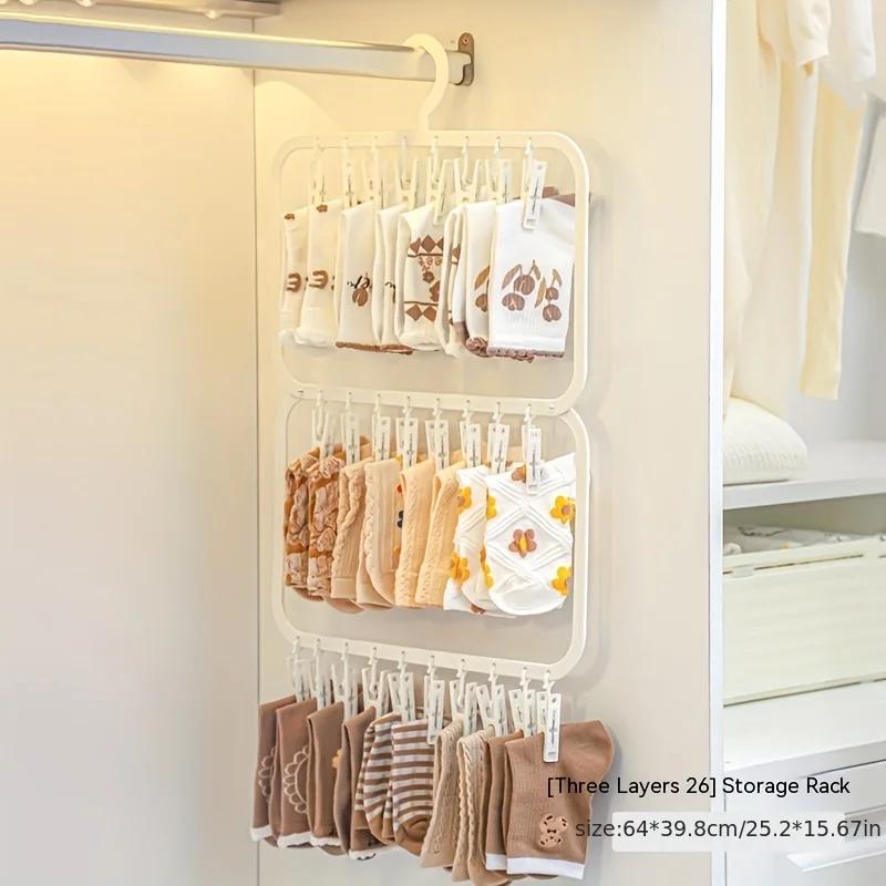 Multi-clip Sock Drying Hanger Multi-functional Detachable Dryer Rack Space Saving for Drying Underwear Towel Socks Baby Clothes