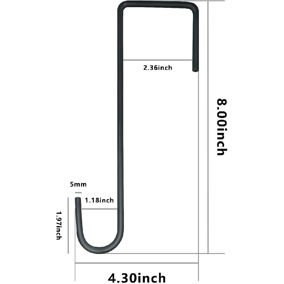 4 PCS Heavy Duty Black Plant Hangers Garden Hooks Fence Hook Hanger Perfect for Hanging Lights Bird Feeder Flower Basket Planters (4.3X 8 inch)