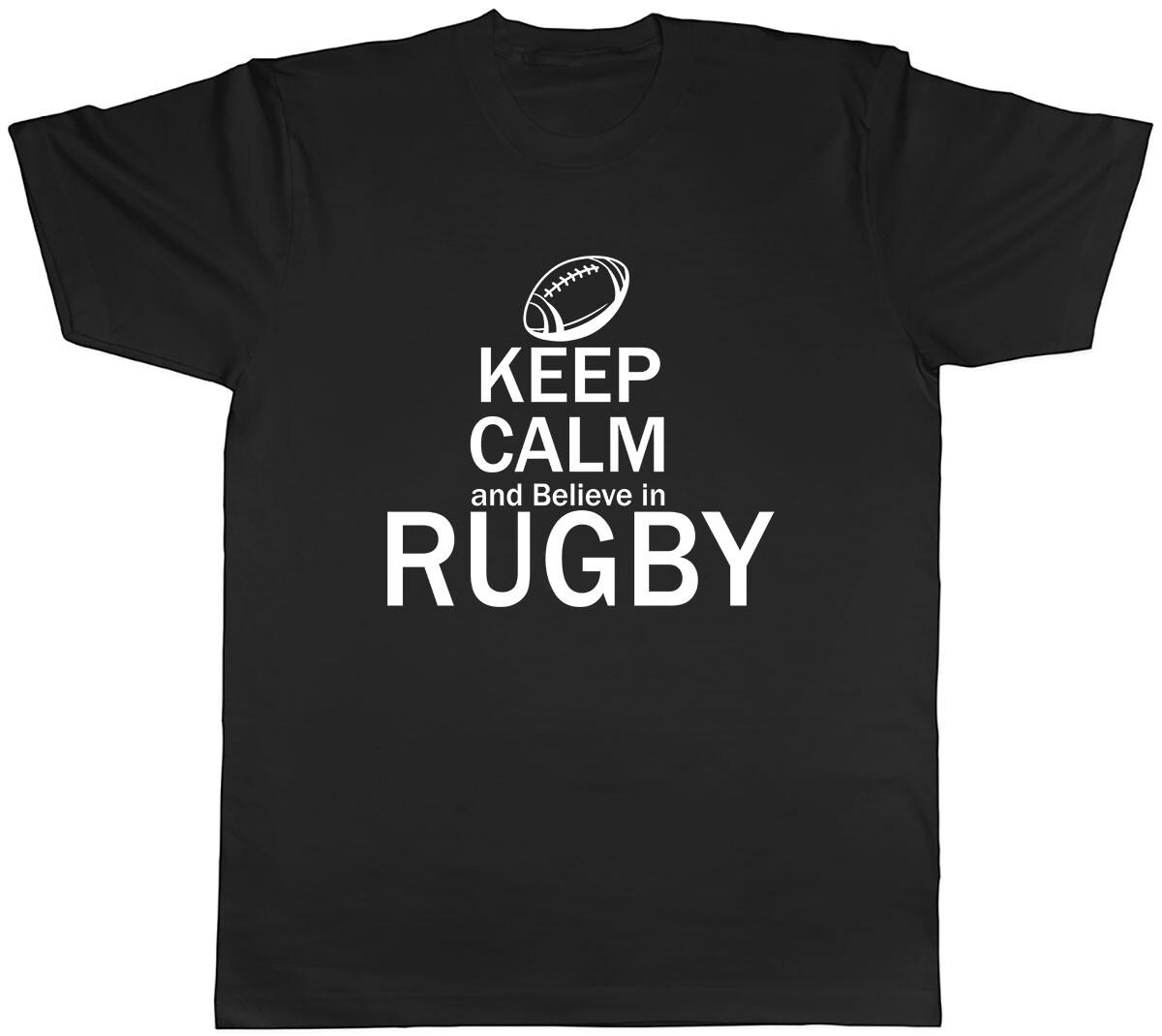 Keep Calm and Believe in Rugby Mens Unisex T-Shirt Tee XL
