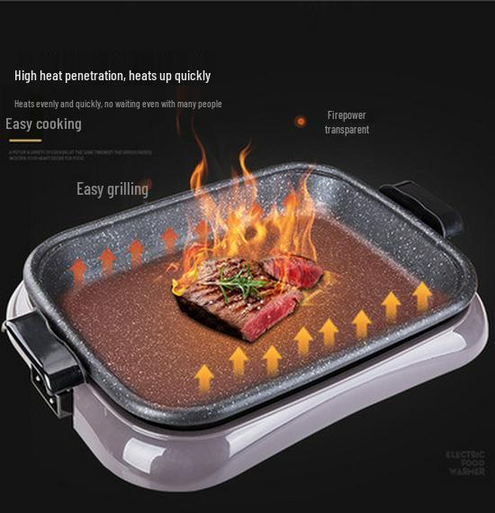 Electric Griddle: Multi-Functional Large Plug-in Grill for Paper-Wrapped Fish & BBQ