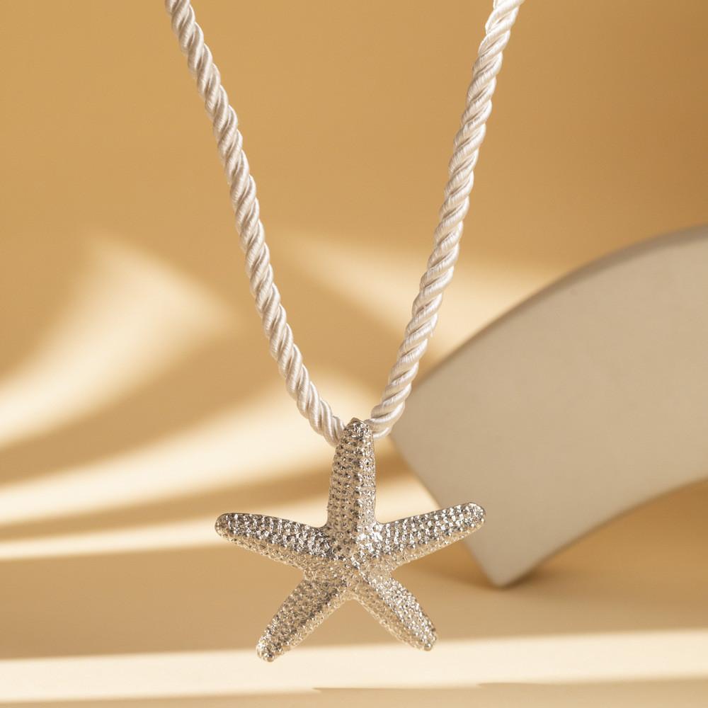 Elegant Yellow Starfish And Shell Alloy Pendant Necklace For Vacation Party Accessories