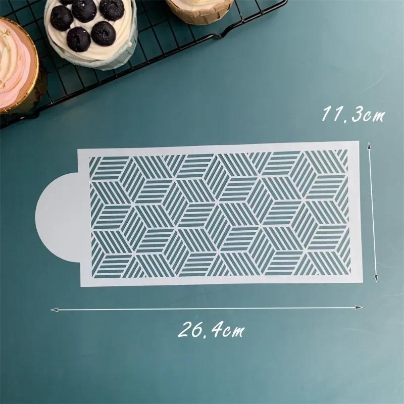 Fondantkaka Nätstämplar Stenciler Prägling för dekorationsverktyg Plast Sprayform Bröllopskakor Choklad Ritning Målning
