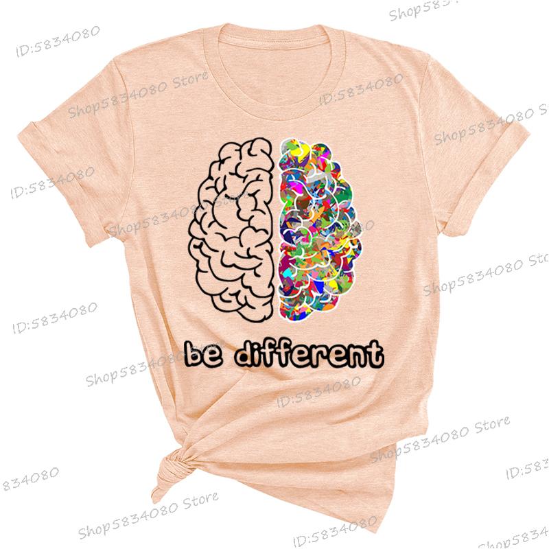 Autism Awareness Day Essential Tshirt Autist Brain Be Different Graphic T Shirts Autism Awareness Crew Neck Short Sleeve Tshirt