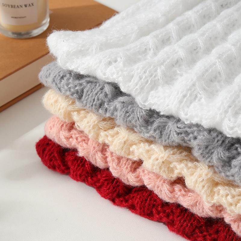 Winter Women's High-End Knitted Wool Scarf Korean Style Versatile Solid Color Warm Neck Warmer Thickened Couple Student Scarf