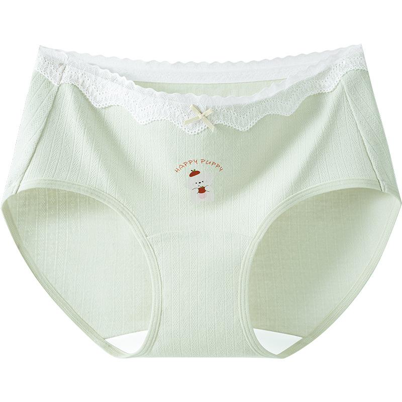 Girls Spring and Autumn New Pure Cotton 10A  Antibacterial Crotch Waist Triangle Briefs M зелёный