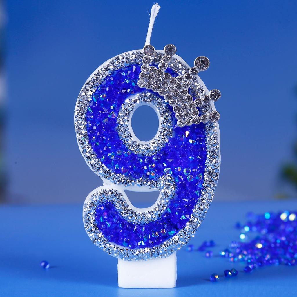 Number Birthday Candle 0-9 with Decorative Crown Design for Cake Decoration Children Party Baking Accessory