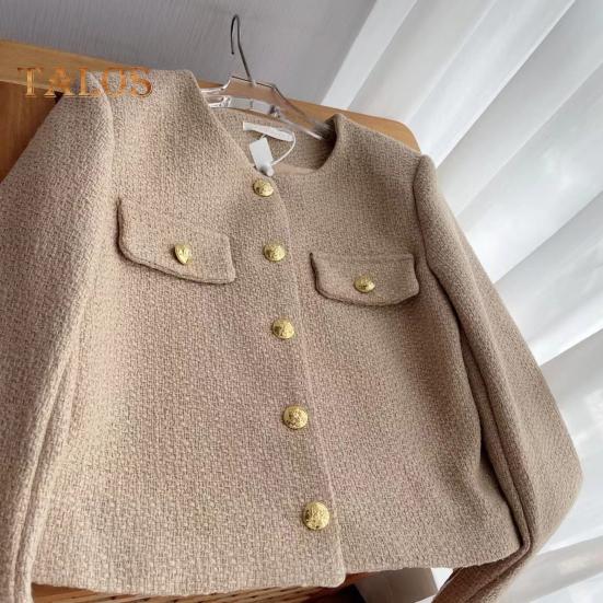 Fall Spring Women Coat Single-breasted Long Sleeves Solid Color Cardigan Loose OL Commuting Style Dating Shopping Jacket