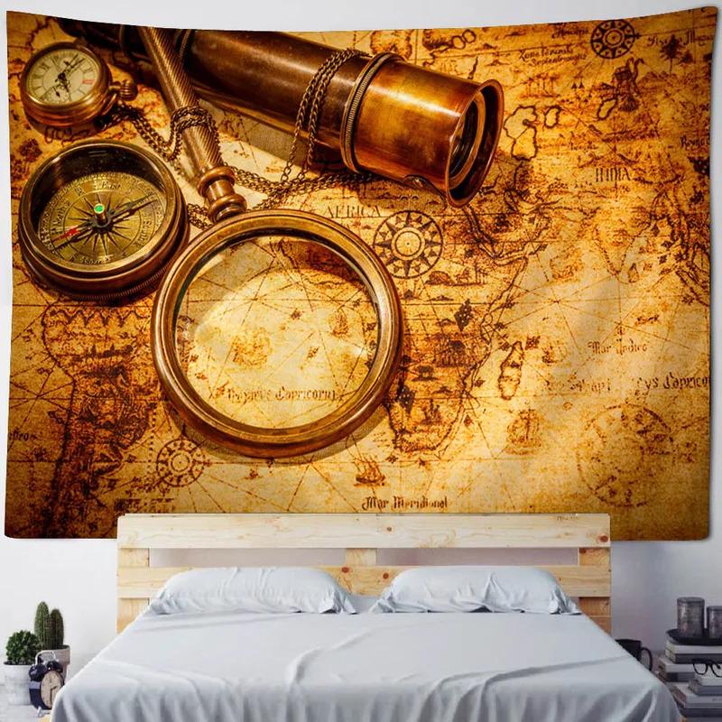 VIKAMA Vintage Pirate Ship Tapestry Home Wall Art Decorative Backdrop Living Room Bedroom Decorative Hanging Tapestry