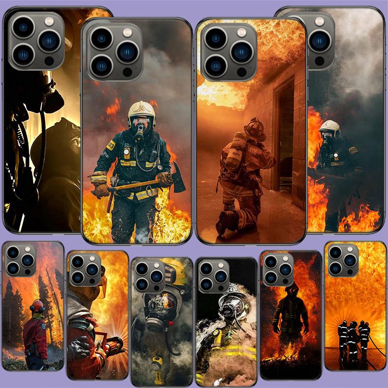 Firefighter Heroes Fireman Phone Case For Apple Iphone 16E 16 17 Pro Max Air 15 Pro 14 Plus 12 13 Mini Cover Cute Fundas