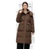Annual down cotton-padded clothes women's medium and long hooded large pockets loose and thin cotton-padded clothes jacket