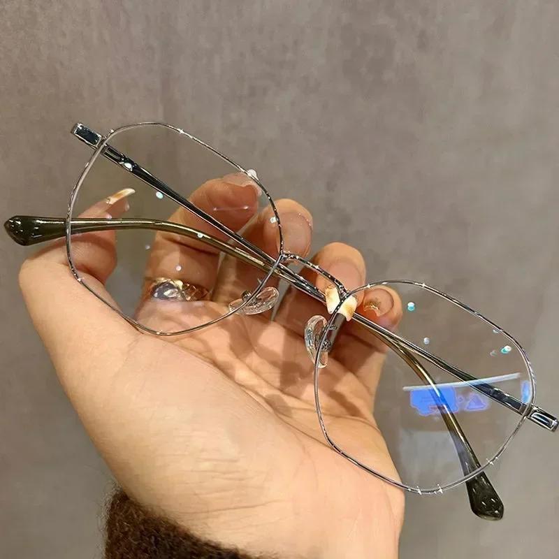 Luxury Polygon Frame Myopia Glasses Unisex Personalized Hd Gentlewoman Fresh Cute Blue Light Blocking Near Sight Eyeglasses