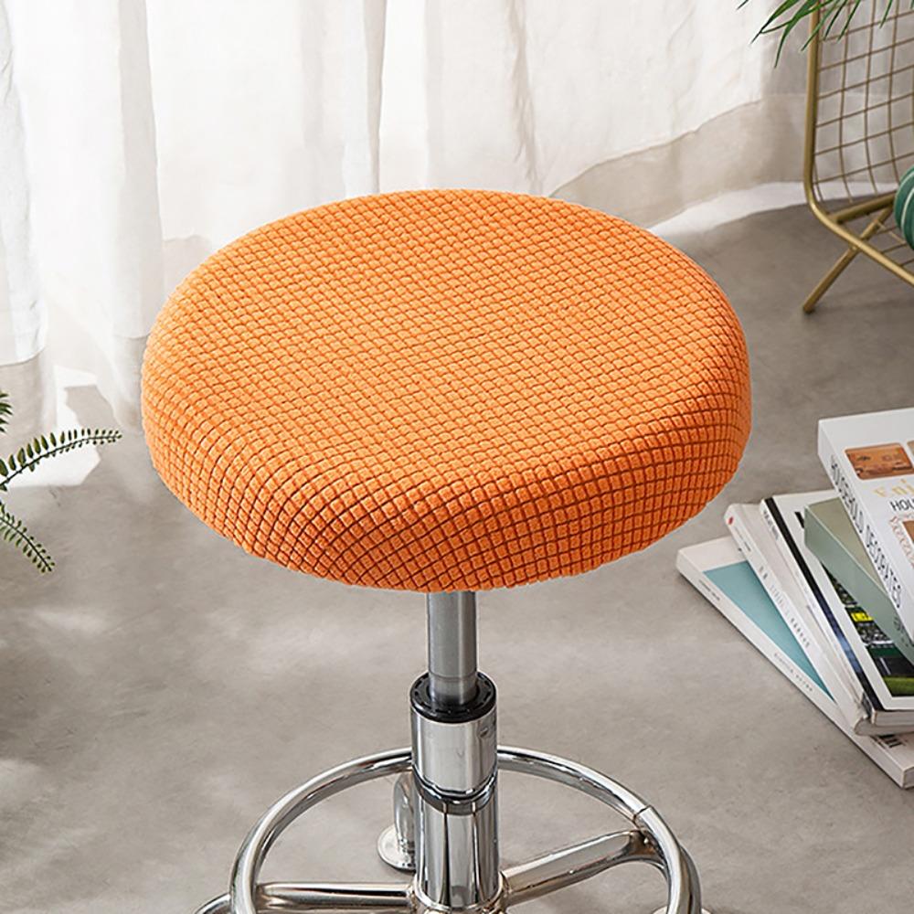 Solid Color Round Chair Cover Thickened Stool Cushion Cover Soft Bar Stool Cover