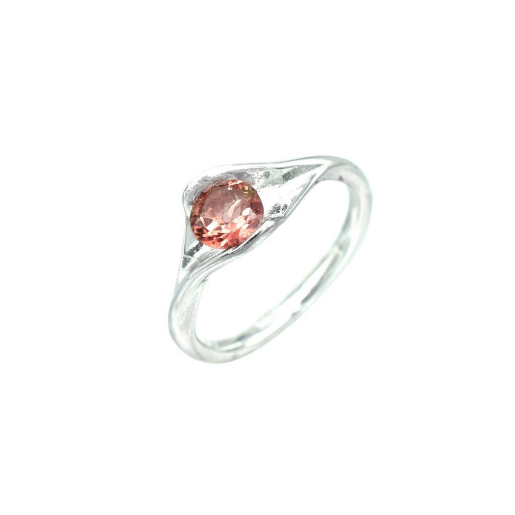 925 Sterling Silver Natural Orange Tourmaline Gemstone Ring Size  4 US Gift