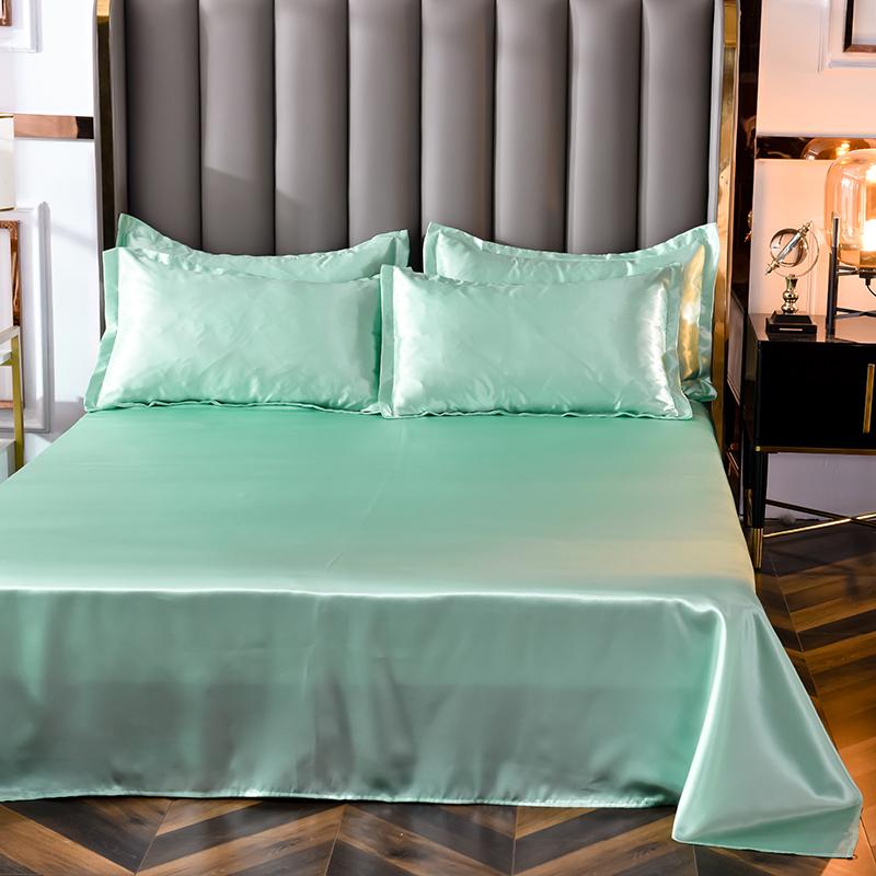 1pc Flat Bed Sheet Silky Bedsheets Solid Color Bed Linen Smooth Flat Sheets Sabanas Para Cama Home Textile Bed Sheets