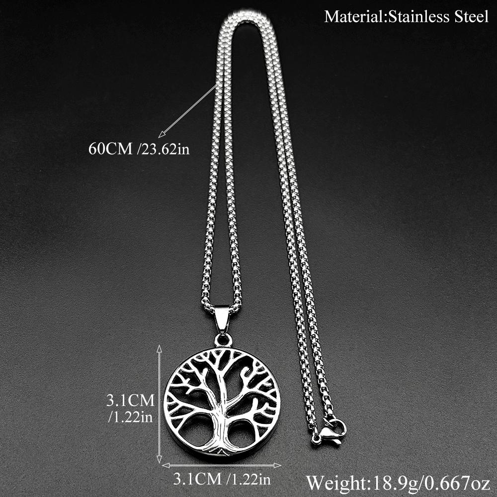 Hollow Tree of Life Stainless Steel Pendant Necklace for Women Men Gold Silver Color Plant Amulet Chain Necklaces Jewelry Gift