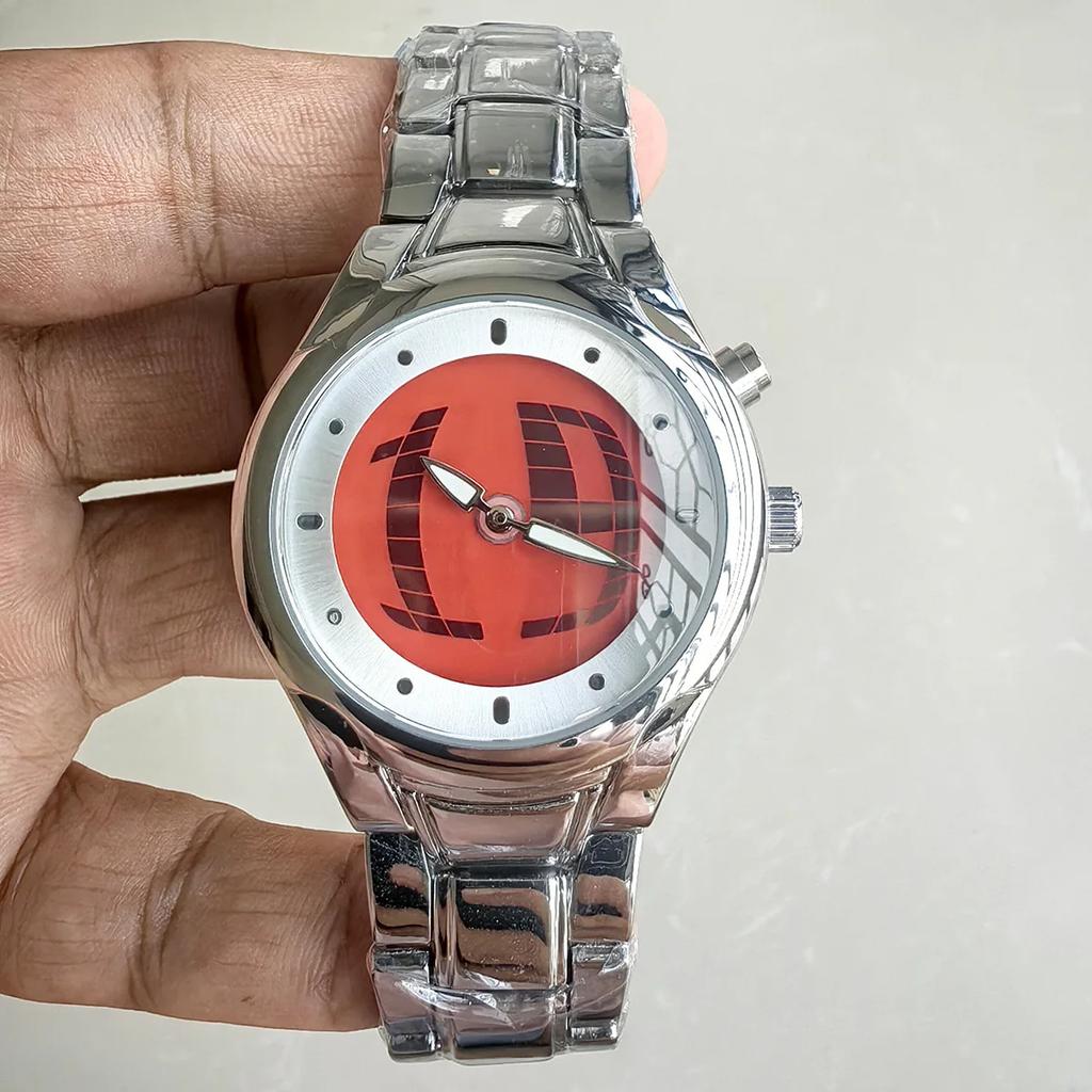 Y2K Alien Quartz Watch Light Blue Pointer Number Dual Display Stainless Steel Original Business Watches Men Dynamic Design Clcok