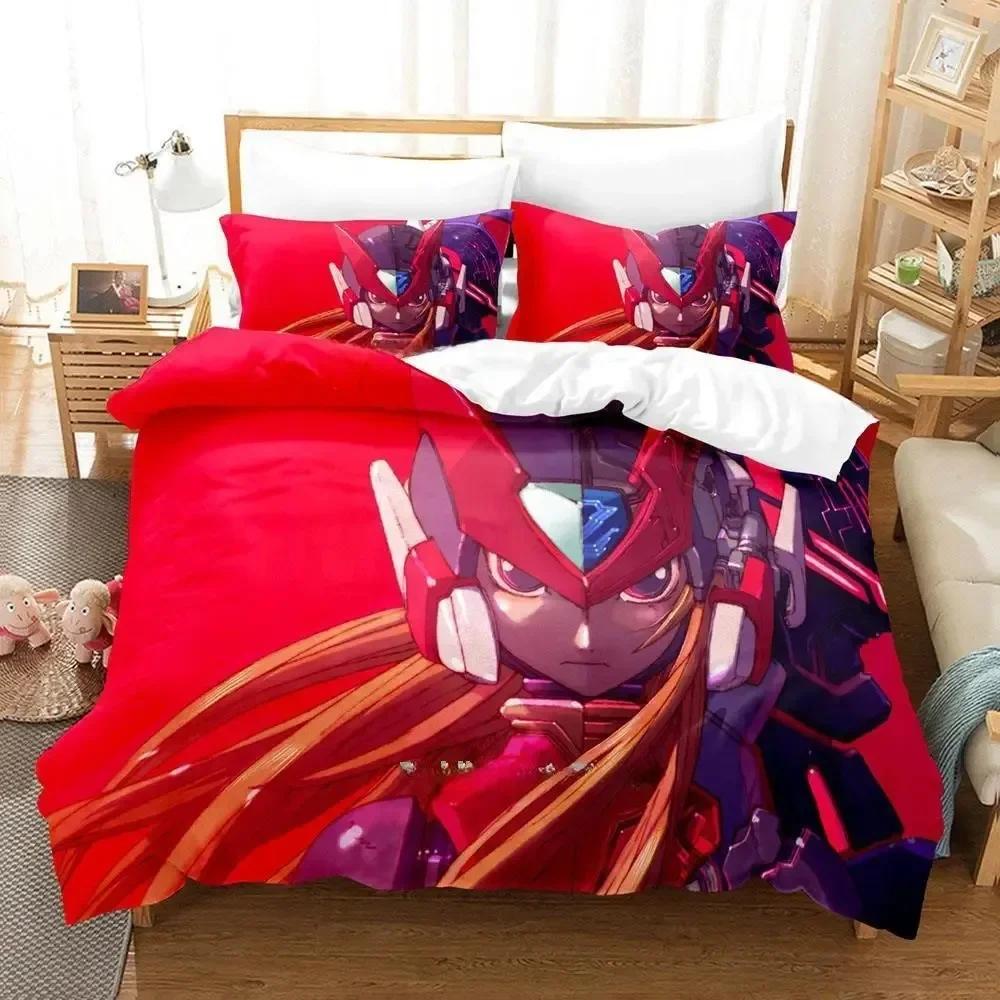 3D New Anime Game Mega Man Zero Bedding Set Printed Bed Set With Pillowcase Bed Duvet Cover Single Double Queen Super King Size